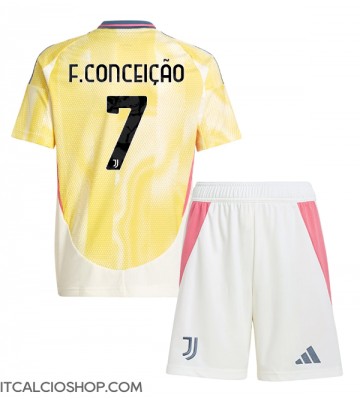 Juventus Francisco Conceicao #7 Seconda Maglia Bambino 2024-25 Manica Corta (+ Pantaloni corti)